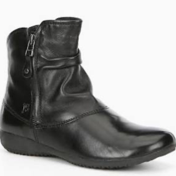 Josef Seibel Naly 24 Black Soft Glove Ruched Leather Ankle Boots Sz 40/US 9 - Picture 1 of 8